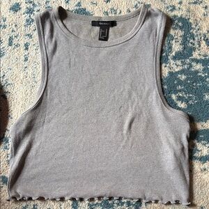Forever 21 Gray Ribbed Crop Tank Top